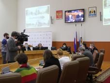 15 февраля 2021 г. Великий Новгород. Пресс-конференция по началу реконструкции Ильиной ул. Фото управления по работе со СМИ